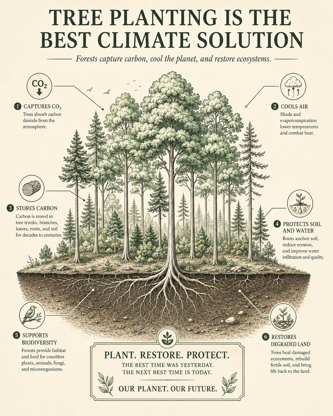 Botanical diagram of a forest ecosystem