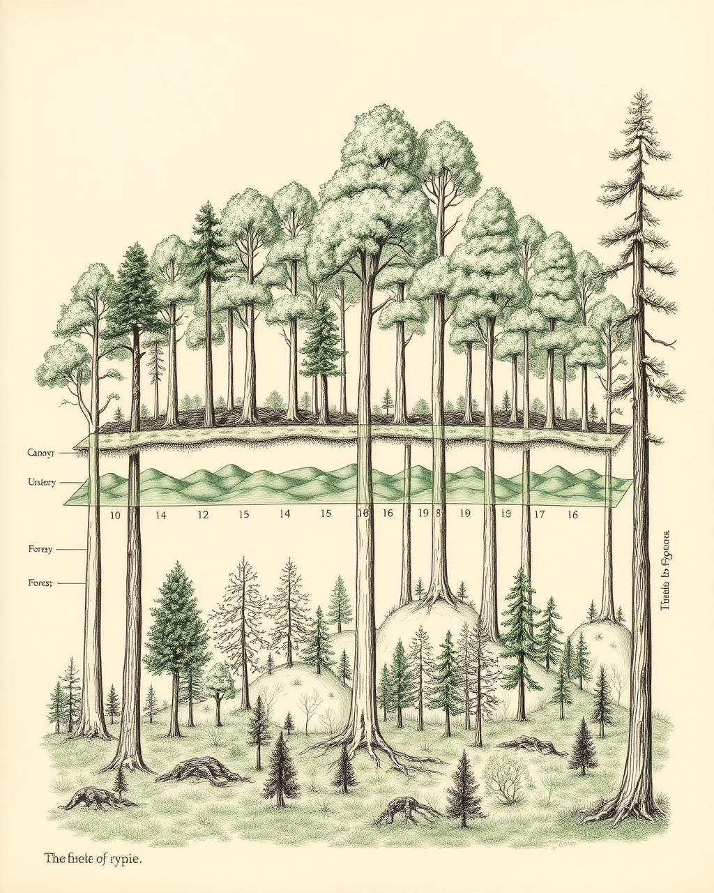 Botanical diagram of a forest ecosystem
